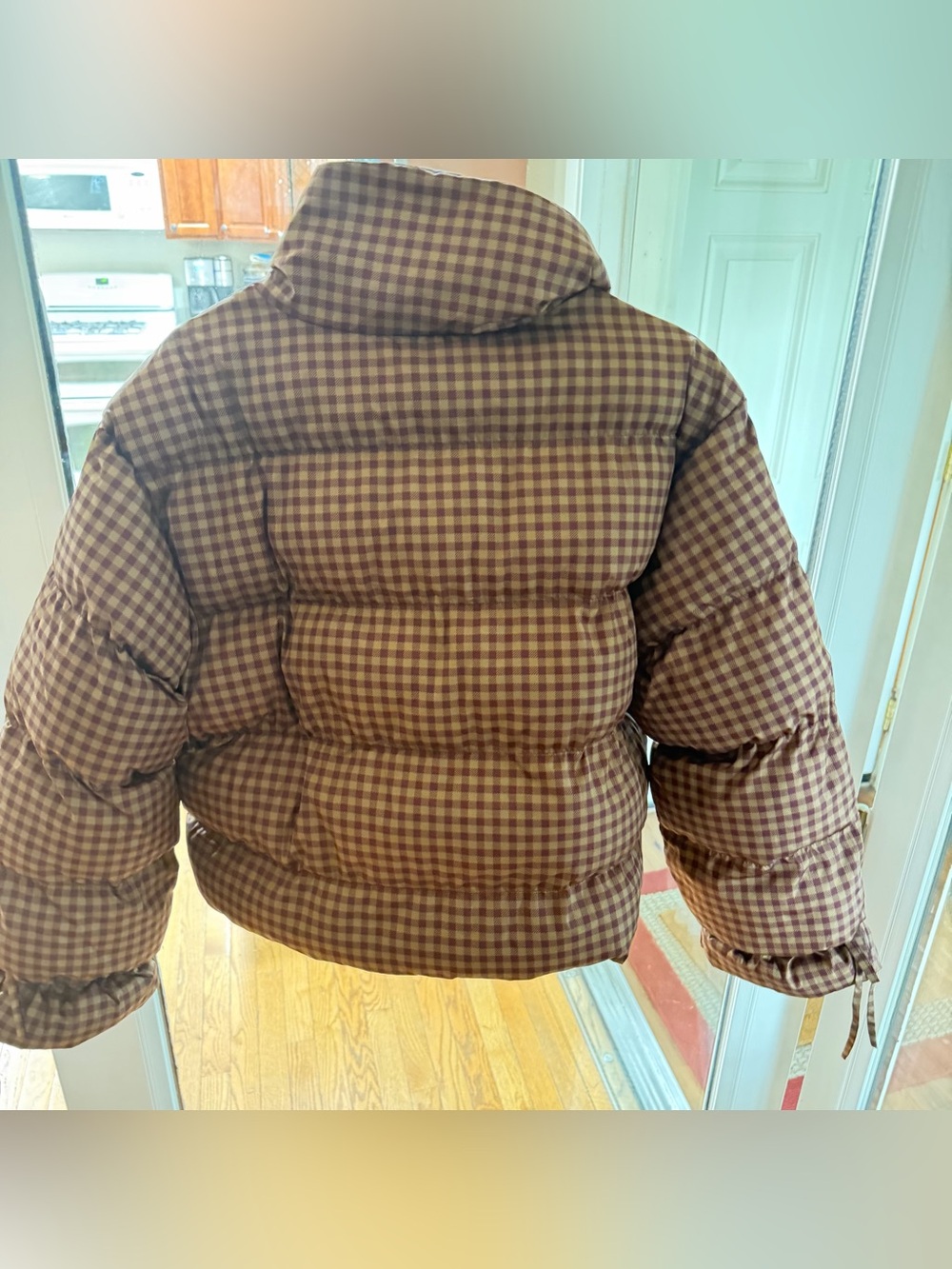 NWT Target Brown/Purple Gingham Puffer Jacket Size Medium - Picture 3 of 10